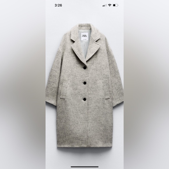 Zara Jackets & Blazers - Zara Light Gray Textured Wool-Blend Trench Coat